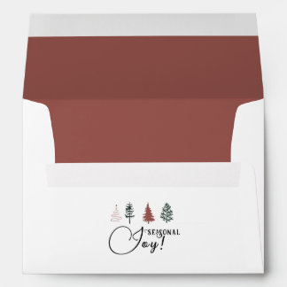 Season Of Joy! Black & Terracotta Line Art Trees Envelope