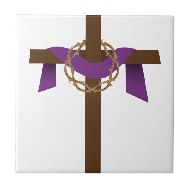 Season Of Lent Cross Ceramic Tile (Front)