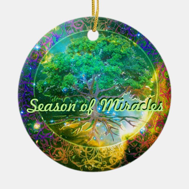 Season of Miracles - Tree of Life Wellness Ceramic Ornament (Front)