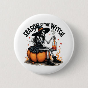 Season Of the Witch Spooky Hallowee Wtich Button