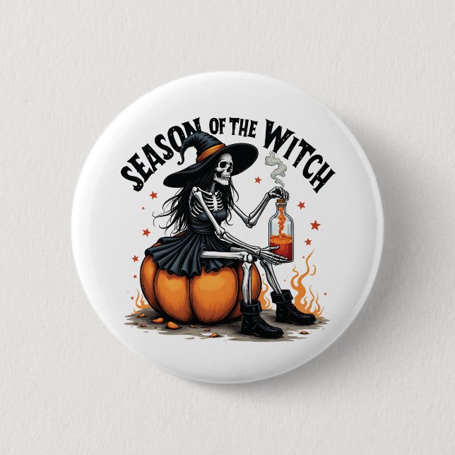 Season Of the Witch Spooky Hallowee Wtich  Button (Front)