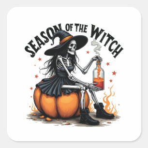 Season Of the Witch Spooky Hallowee Wtich Square Sticker