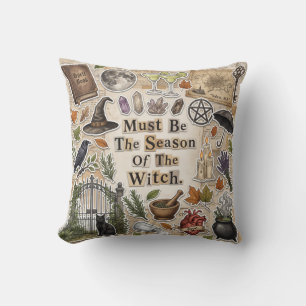 Season of the Witch Vintage Halloween Whimsigothic Throw Pillow