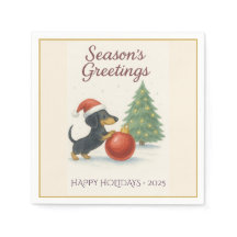 Season’s Greetings Dachshund Holiday Napkins