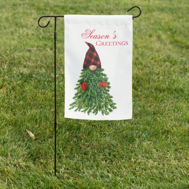Season’s Greetings Gnome Christmas Holiday Garden Flag (In SItu)