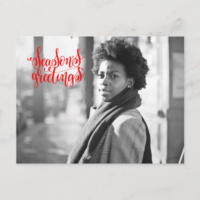 Season’s Greetings  -  typography -  your photo Postcard (Front)