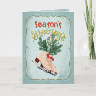 Season’s Greetings Vintage Ice Skates Holiday Card