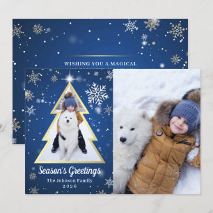 Season’s Greetings Winter Christmas Tree 2 Photo Holiday Card
