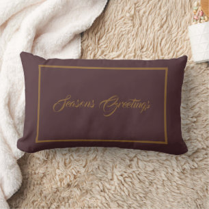 Season’s Greetings with Elegant Border Holiday Lumbar Pillow
