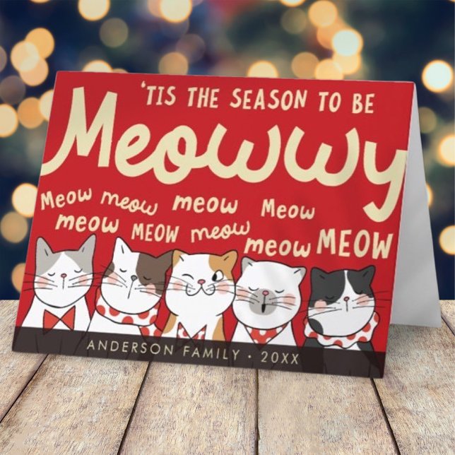 Season to be Meowwy Funny Cute Cats Caroling Holiday Card (Creator Uploaded)
