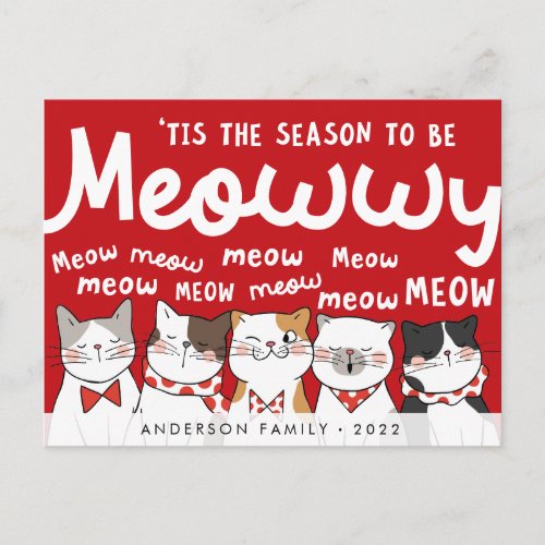 Season to be Meowwy Funny Cute Cats Caroling Postcard