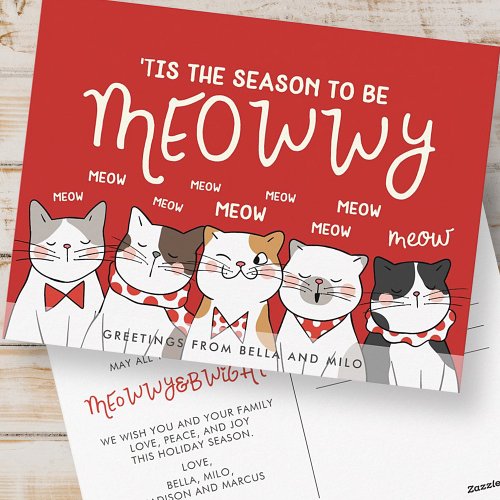 Season to be Meowwy  Funny Holiday Greeting Postcard
