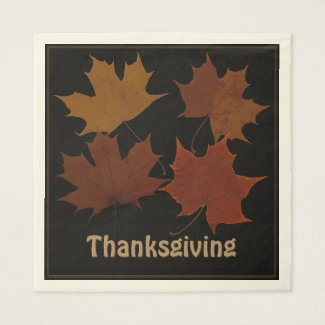Seasonal 4 Autumn Leaves Thanksgiving Custom Text