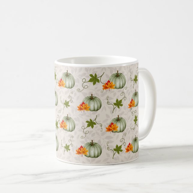 Seasonal Autumn Fall Pumpkin Cute Trendy Pattern  Coffee Mug (Front Right)