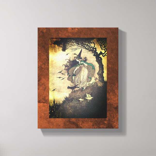 Seasonal Autumn/Halloween Witch Canvas Wall Art (Front)
