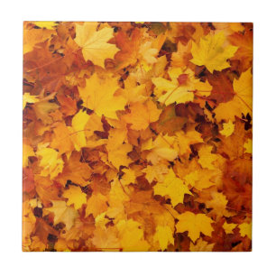 Seasonal Autumn Leaves Ceramic Tile