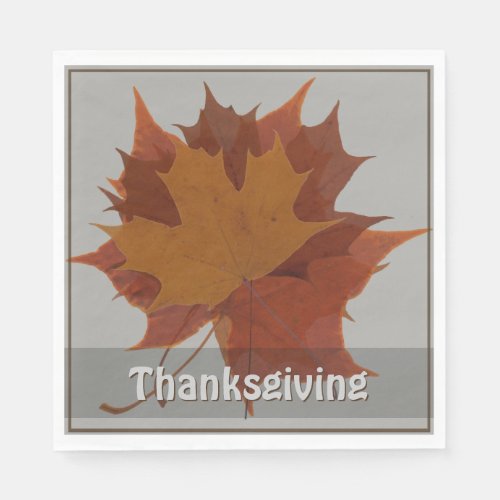 Seasonal Autumn Leaves Thanksgiving Custom Text Paper Napkins