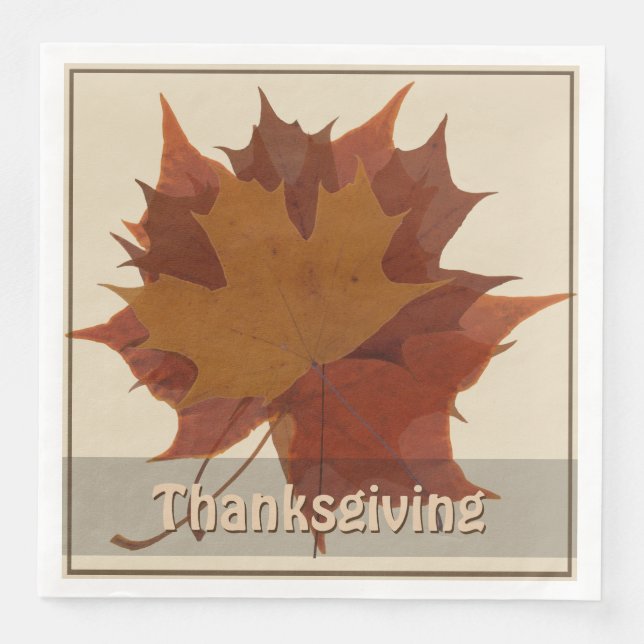 Seasonal Autumn Leaves Thanksgiving Paper Dinner Napkins (Front)