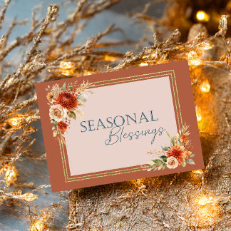 Seasonal Blessings Autumn Floral Christian Card 
