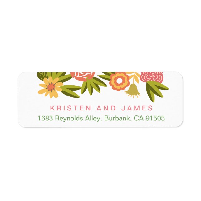 Seasonal Botanical Blooming Flowers RSVP Label (Front)