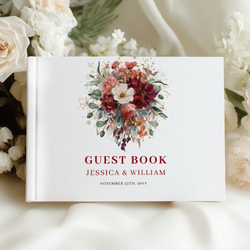 Seasonal Burgundy Eucalyptus Wedding Guest Book