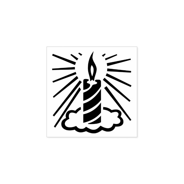 Seasonal Burning Candle Light Decor Rubber Stamp (Imprint)
