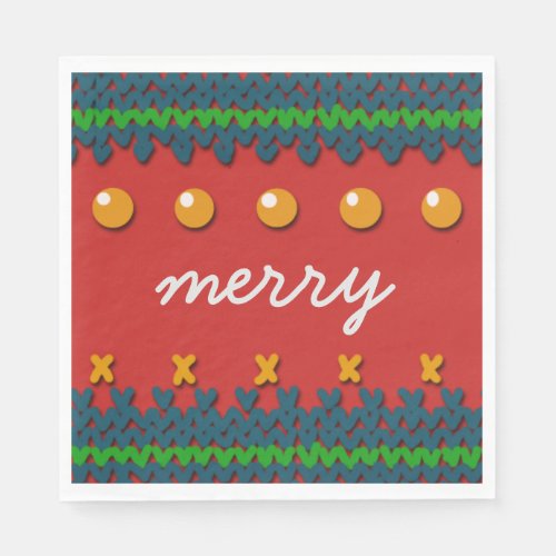 Seasonal Christmas Knitted Decor with Custom Text Napkins