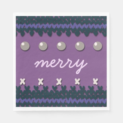 Seasonal Christmas Knitted Decor with Custom Text Napkins