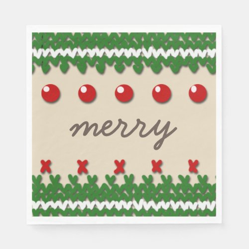 Seasonal Christmas Knitted Decor with Custom Text Paper Napkins