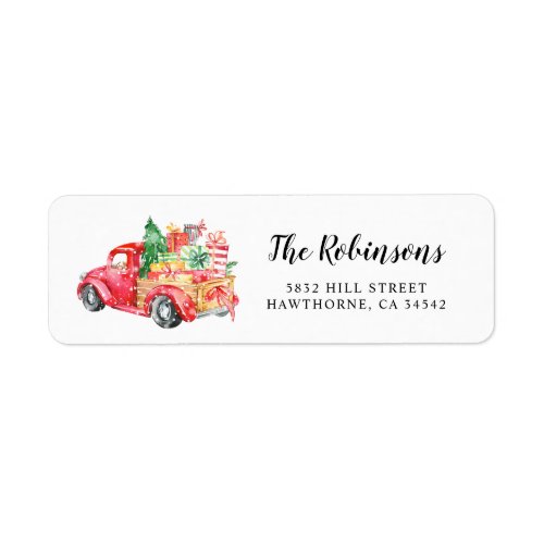 Seasonal Christmas Vintage Red Truck Label