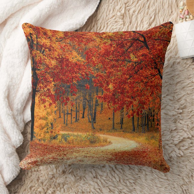 Seasonal colors of Autumn Throw Pillow (Blanket)