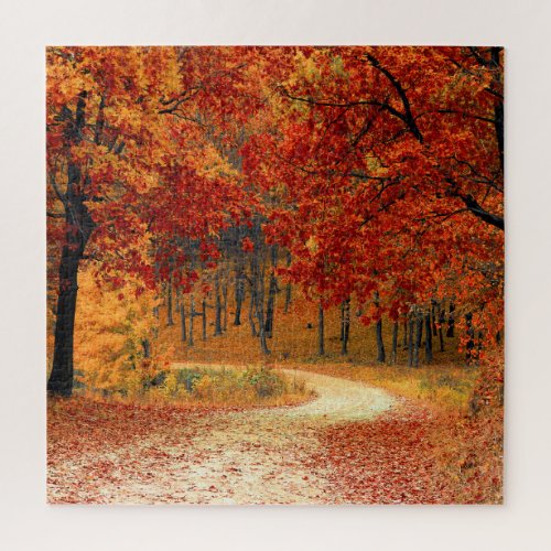 Seasonal colors of Autumn Throw Pillow Jigsaw Puzzle