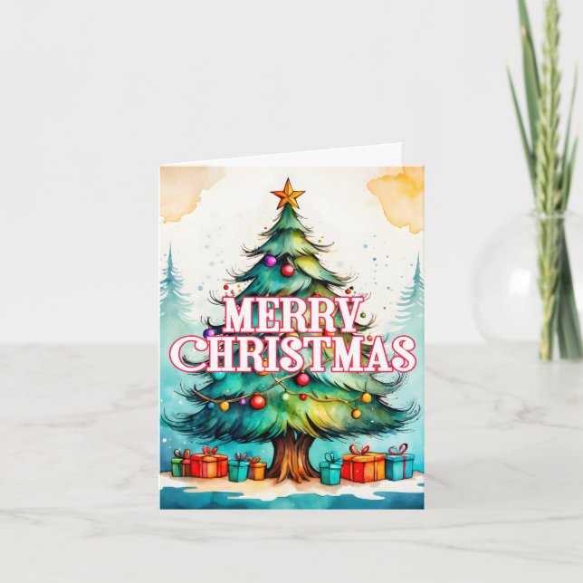Seasonal Decorative Holiday Christmas Tree Card (Front)
