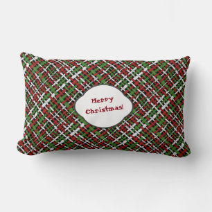 Seasonal Diagonal Graphical Woven Burlap any Text Lumbar Pillow