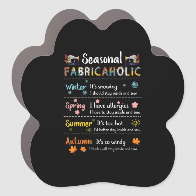 Seasonal Fabricaholic Winter Spring Summer Autumn Car Magnet (Front)