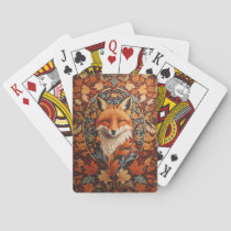 Seasonal Fall Leaves Red Fox Face Poker Cards