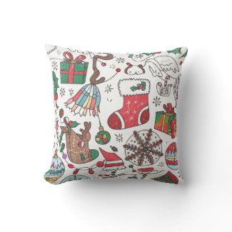 Seasonal Festive Heart Design Throw Pillow