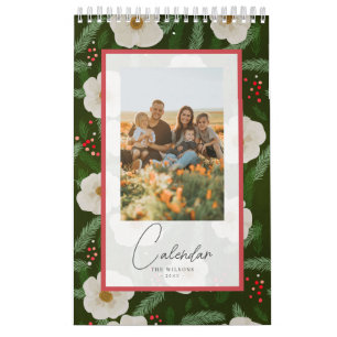 Seasonal Floral Pattern Family Photo Calendar