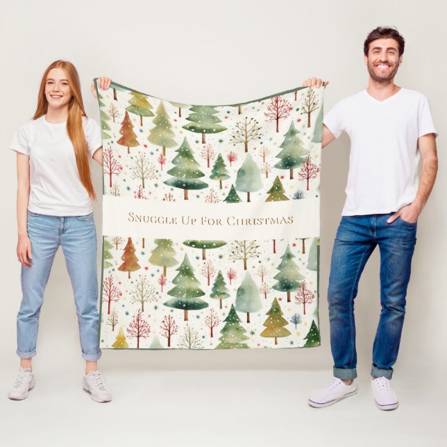 Seasonal forest Trees Snuggle Up For Christmas Fleece Blanket (In Situ)