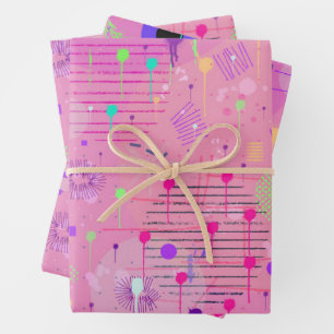 Seasonal Fruit Salad: Abstract Painting Wrapping Paper Sheets