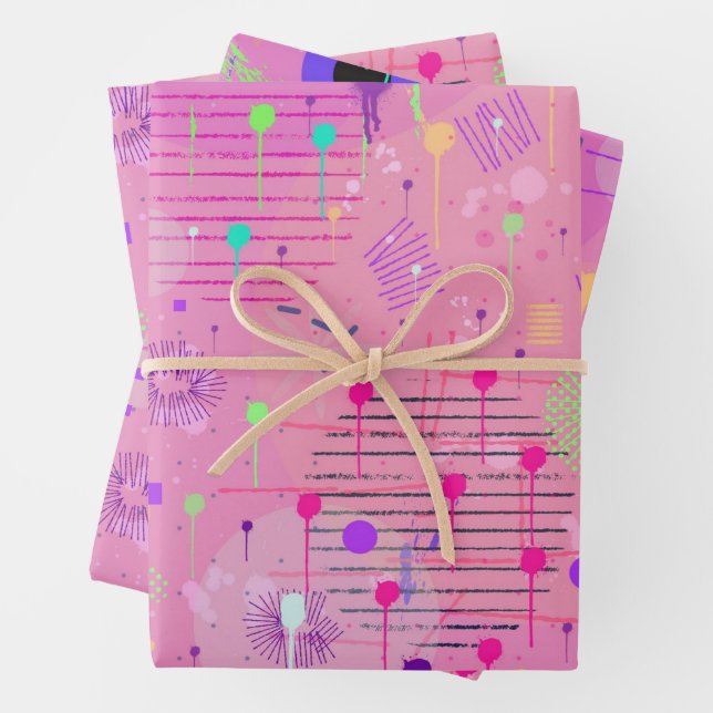 Seasonal Fruit Salad: Abstract Painting Wrapping Paper Sheets (In situ)
