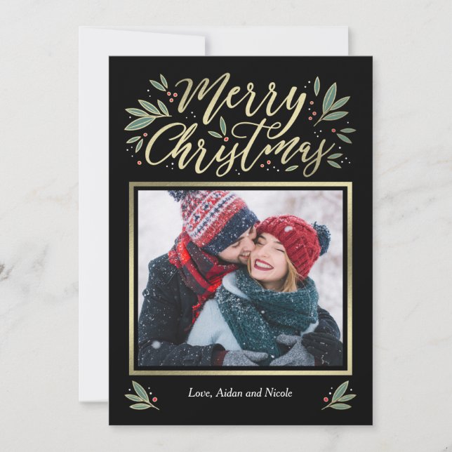 Seasonal Glow Editable Color Christmas Card (Front)