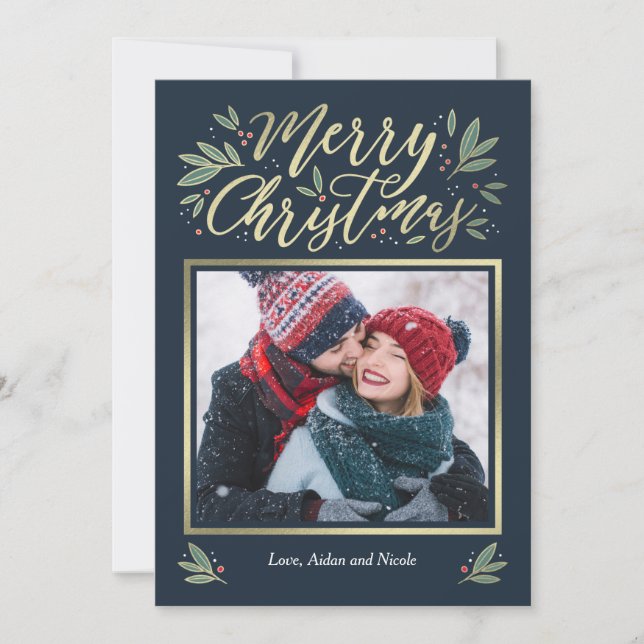 Seasonal Glow Editable Color Christmas Card (Front)