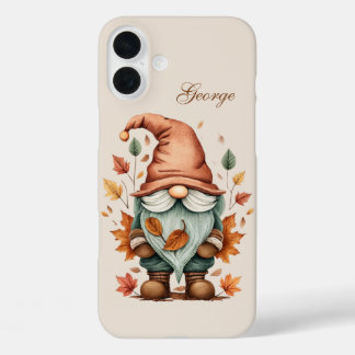 Seasonal gnome add name iPhone 16 plus case