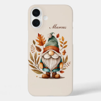 Seasonal gnome add name iPhone 16 plus case