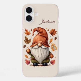 Seasonal gnome add name iPhone 16 plus case