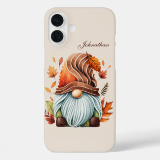 Seasonal gnome add name iPhone 16 plus case