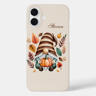 Seasonal gnome add name iPhone 16 plus case