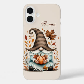 Seasonal gnome add name iPhone 16 plus case