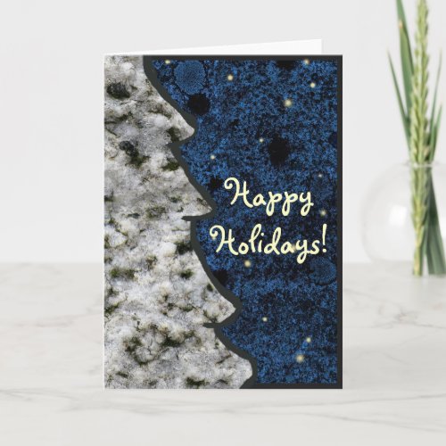 Seasonal Granite Rock Texture Blue Happy Holidays Holiday Card